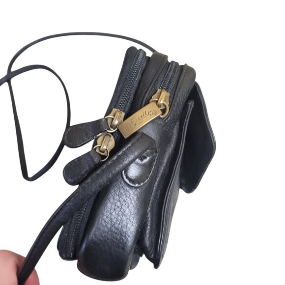 Vintage FOSSIL Black Leather Organizer Crossbody Wallet Multi Pocket Credit Card - Picture 13 of 16